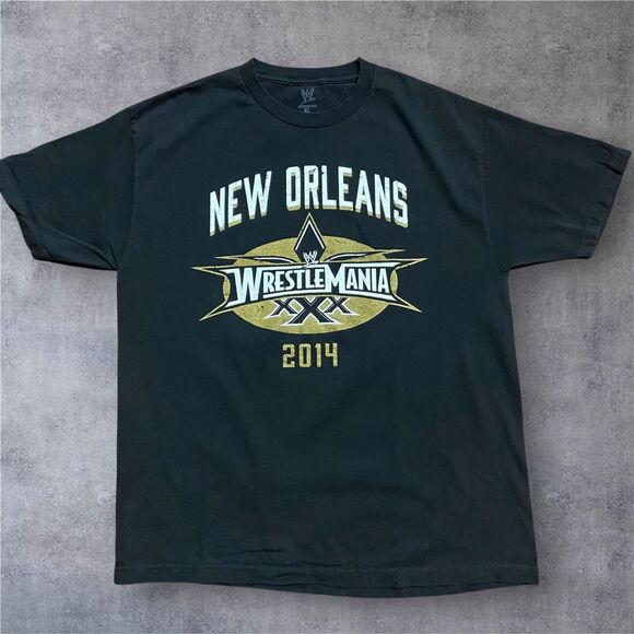 WWE Wrestlemania XXX 30 New Orleans 2014 Black Gold T-Shirt Men's Size XL - Picture 1 of 8